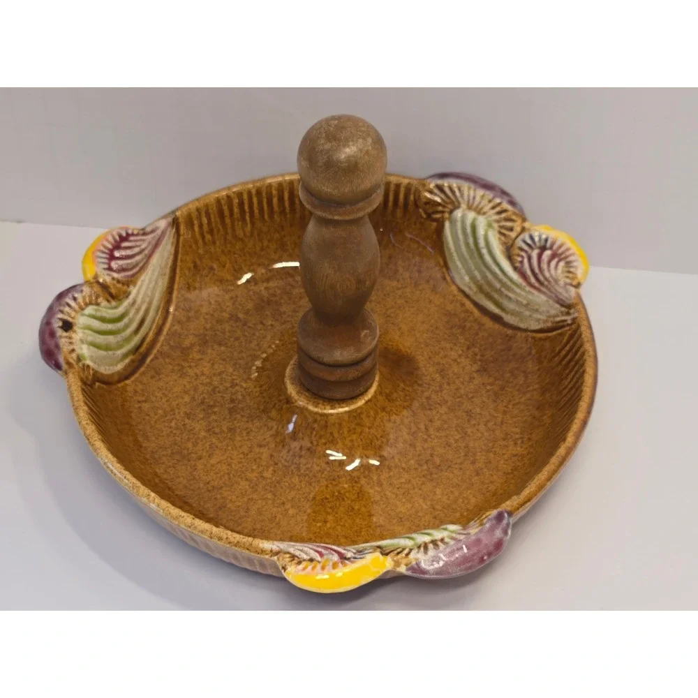 Vintage MCM California Originals Ceramic Tidbit Tray Amber Speckle Glaze 512 USA